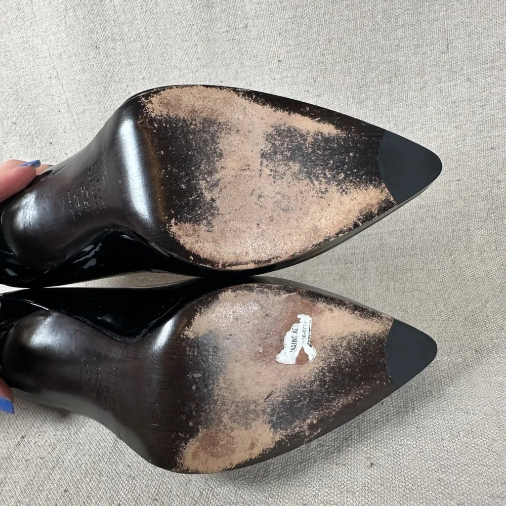 Stuart Weitzman Black Patent Leather Pointed Toe Pumps U281043 High Heel Size 8